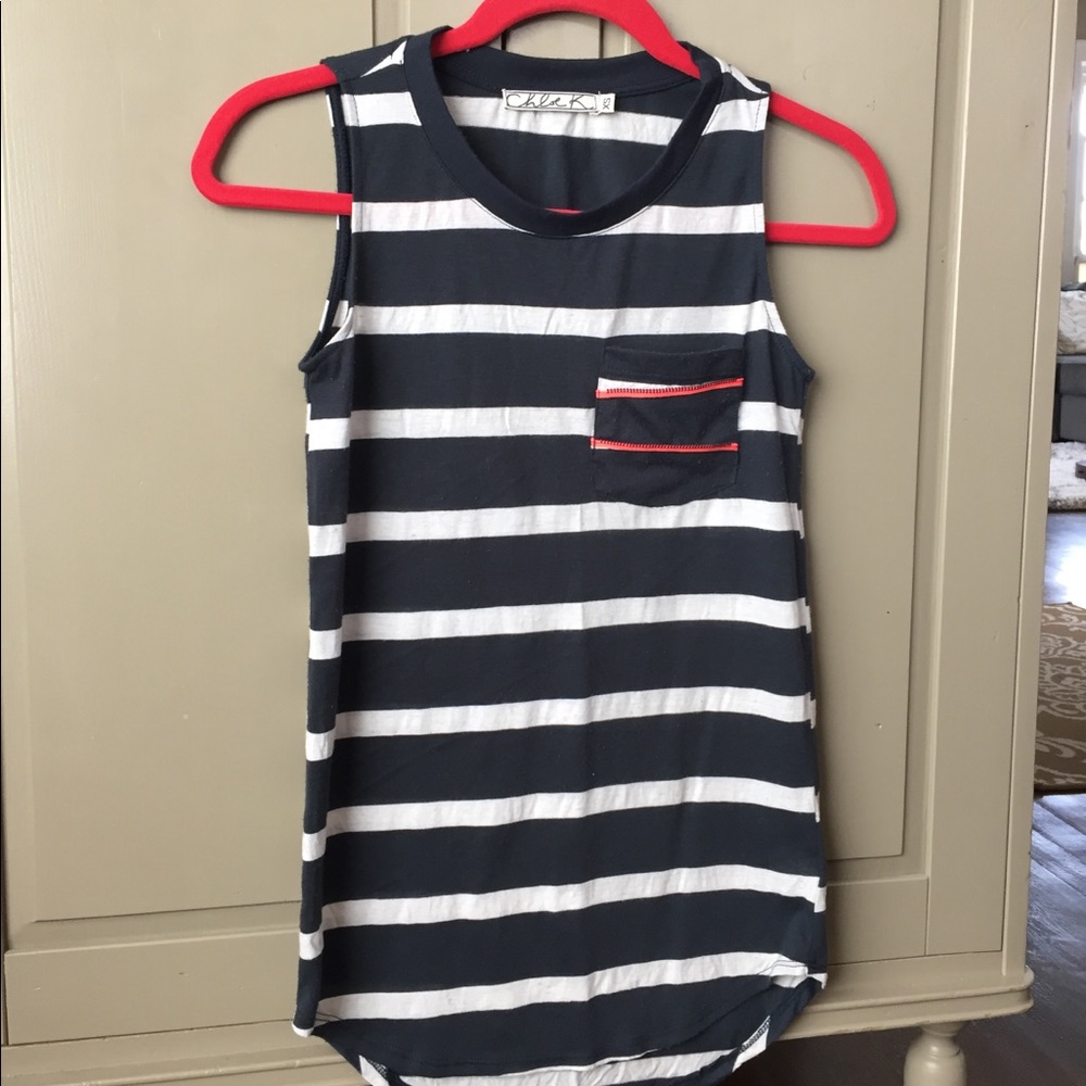 Navy / white striped tank